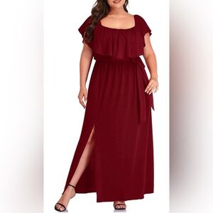 Burgundy strapless, summer dress